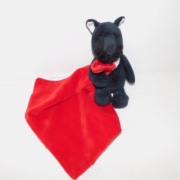 2014 Carters Black Scottie Dog Red Security Blanket Plush Baby Lovey nunu - Picture 2 of 6